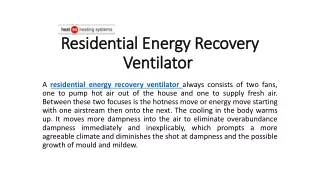 Residential Energy Recovery Ventilator