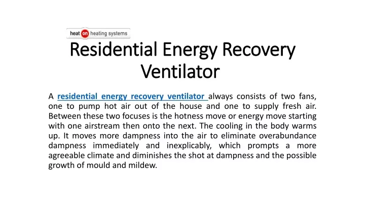 residential energy recovery v entilator