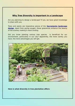 why tree diversity is important in a landscape