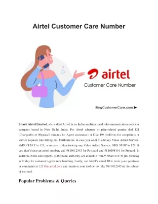 1. Airtel Customer Care Number