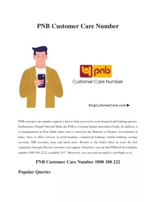 3. PNB Customer Care Number