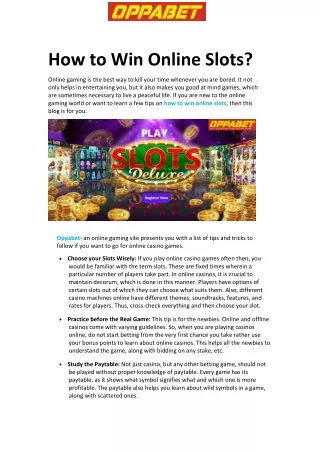 how to win online slots