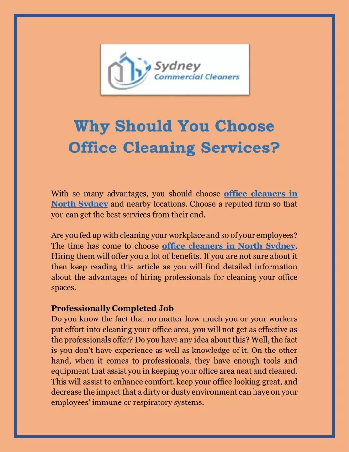 why should you choose office cleaning services