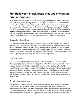 Fun Halloween Snack Ideas that Use Interesting Fruit or Produce