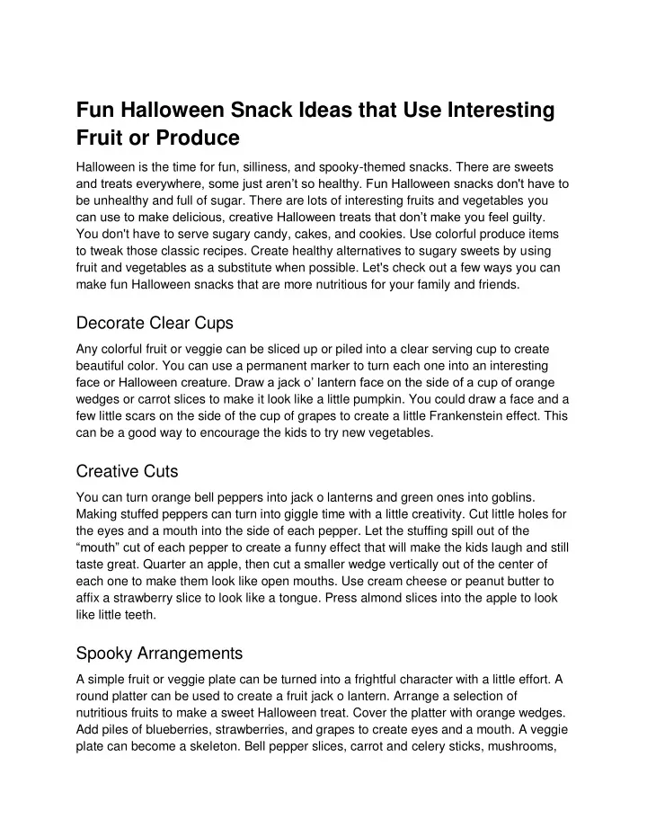 fun halloween snack ideas that use interesting