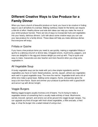 different creative ways to use produce