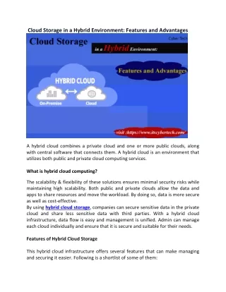 cloud storage in a hybrid environment features