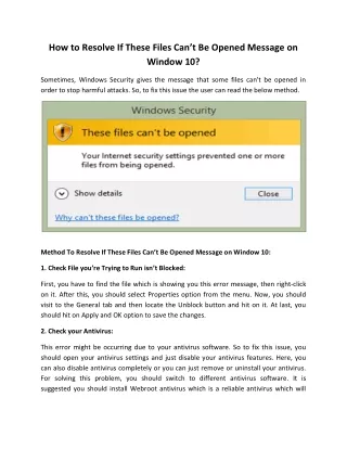 how to resolve if these files can t be opened