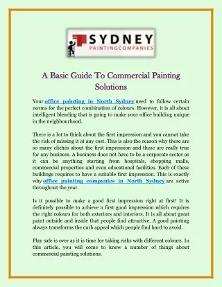 A Basic Guide To Commercial Painting Solutions