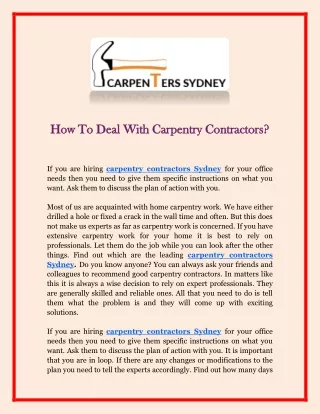 How To Deal With Carpentry Contractors?