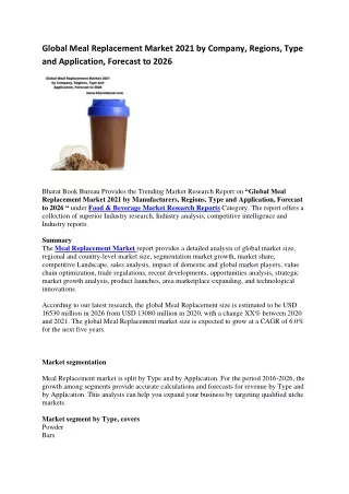 global meal replacement market 2021 by company