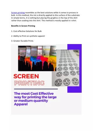 What are the Benefits in Screen Printing?