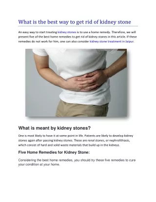 What is the best way to get rid of kidney stone
