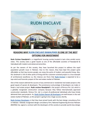 reasons why Rudn enclave Rawalpindi is one of the best option for investment.docx