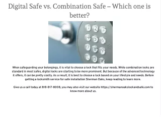 digital safe vs combination safe which