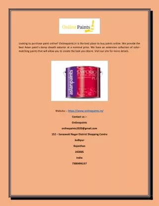 Online Paint Purchase | Onlinepaints.in
