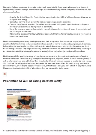 Sorts Of Electrical Fixing Services
