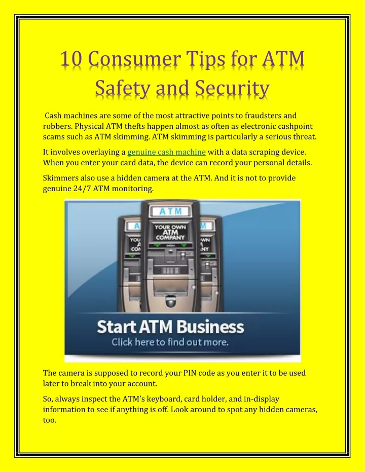 10 consumer tips for atm safety and security