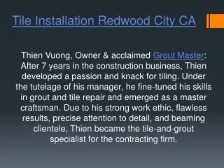 Tile Installation Redwood City CA