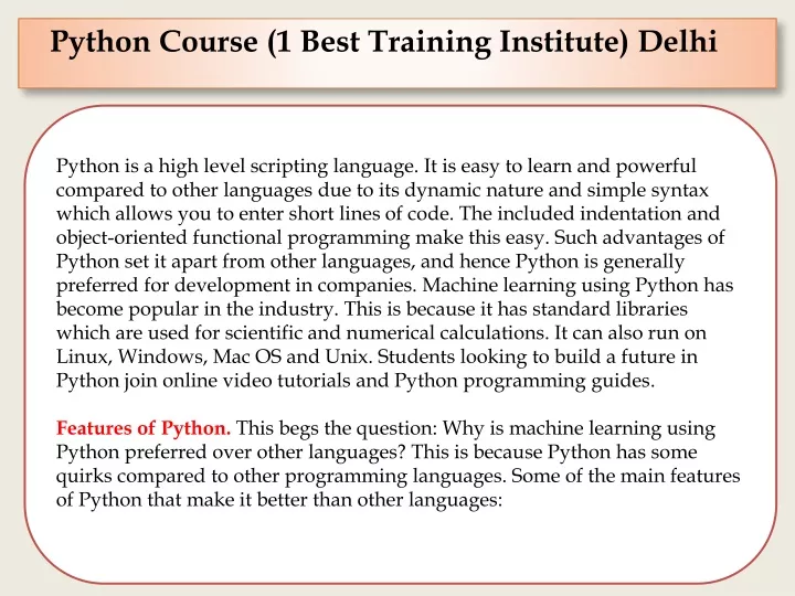 python course 1 best training institute delhi