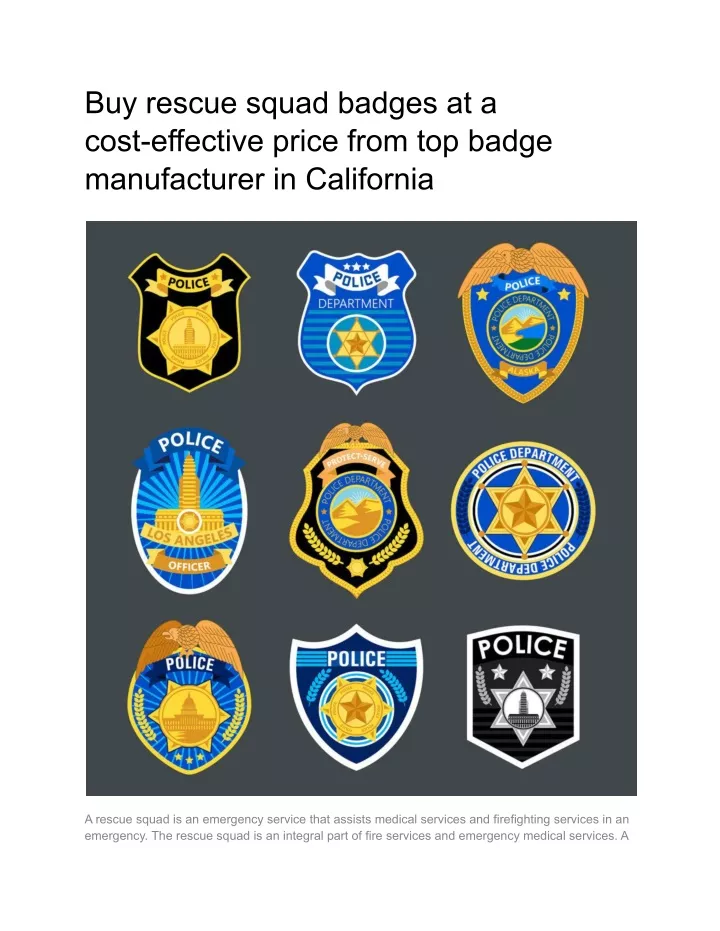 buy rescue squad badges at a cost effective price