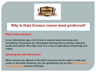 Why Is Data Science course most preferred