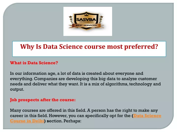 why is data science course most preferred