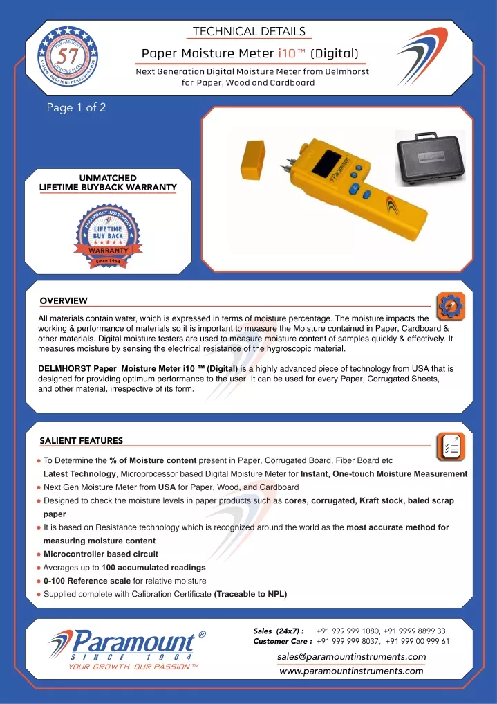 technical details paper moisture meter