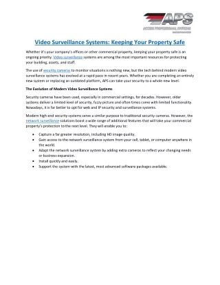 video surveillance systems keeping your property