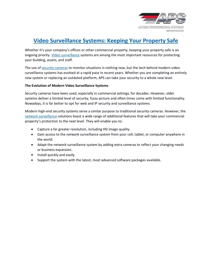 video surveillance systems keeping your property