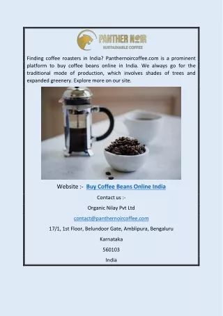 Buy Coffee Beans Online India | Panthernoircoffee.com