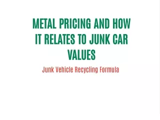 METAL PRICING AND HOW IT RELATES TO JUNK CAR VALUES