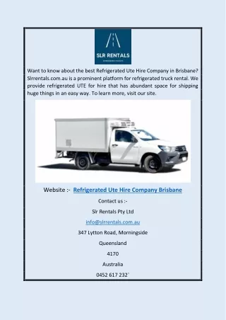 Refrigerated UTE Hire Company Brisbane | Slrrentals.com.au