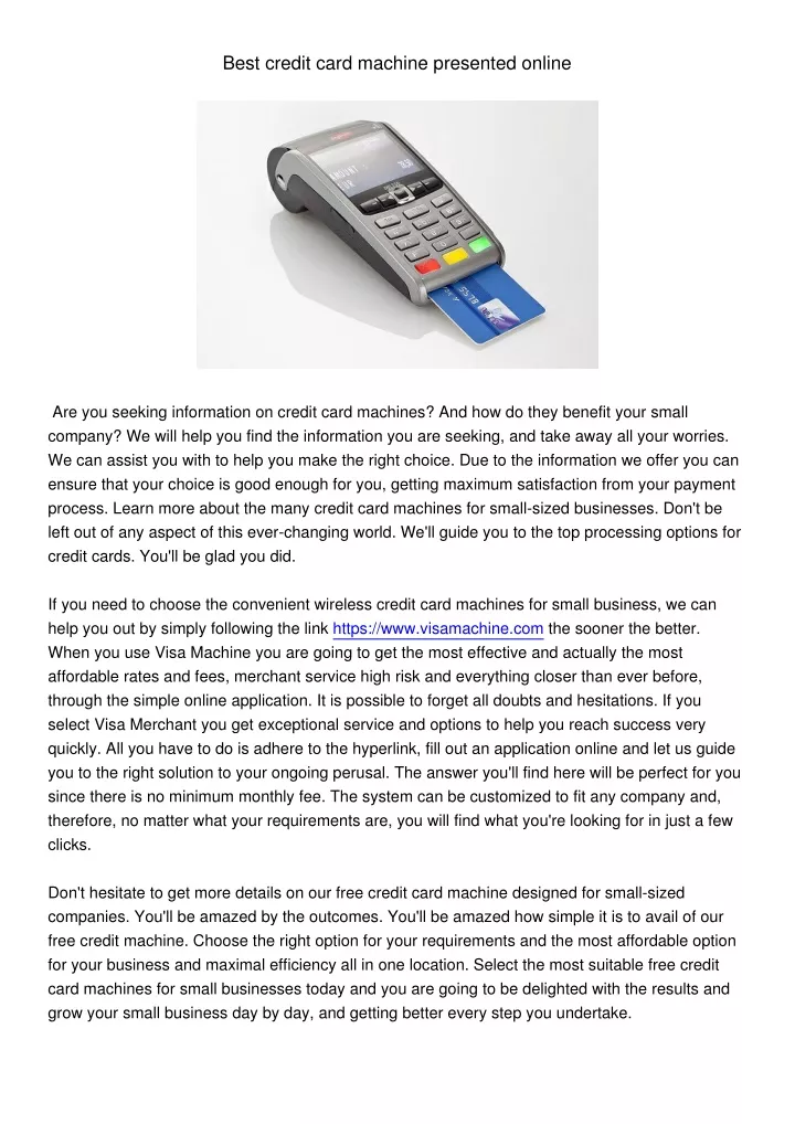 best credit card machine presented online