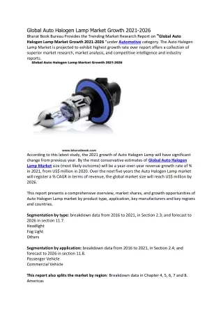 global auto halogen lamp market growth 2021 2026