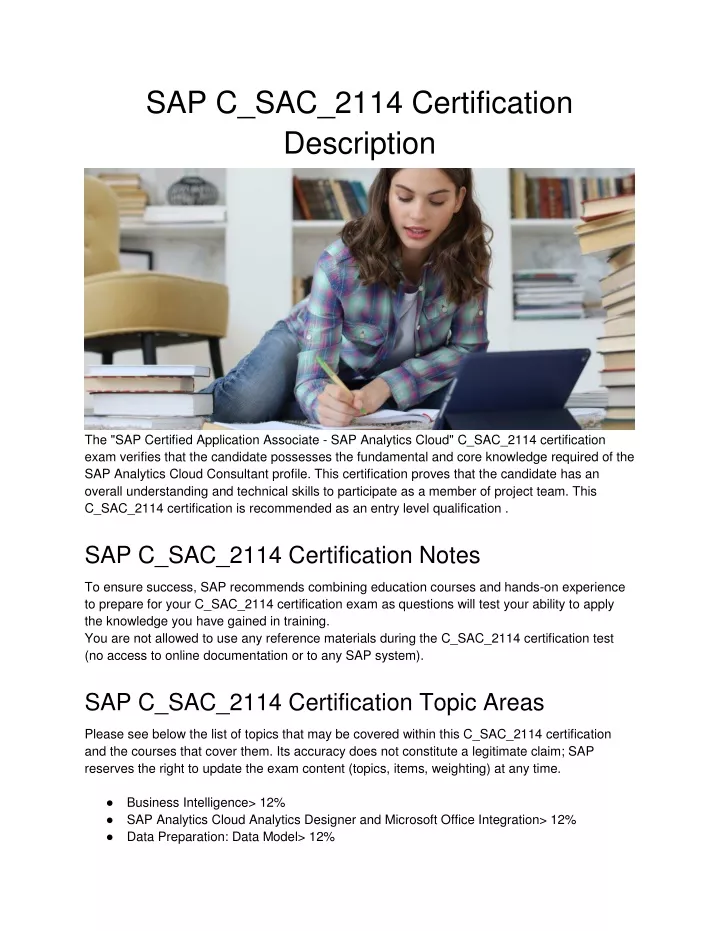 sap c sac 2114 certification description