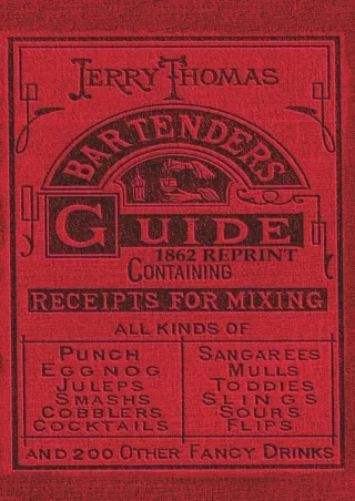 EPUB Jerry Thomas Bartenders Guide 1862 Reprint How to Mix Drinks or the Bon