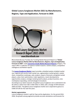 global luxury sunglasses market 2021