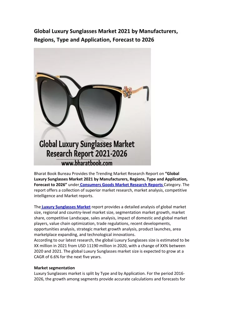 global luxury sunglasses market 2021