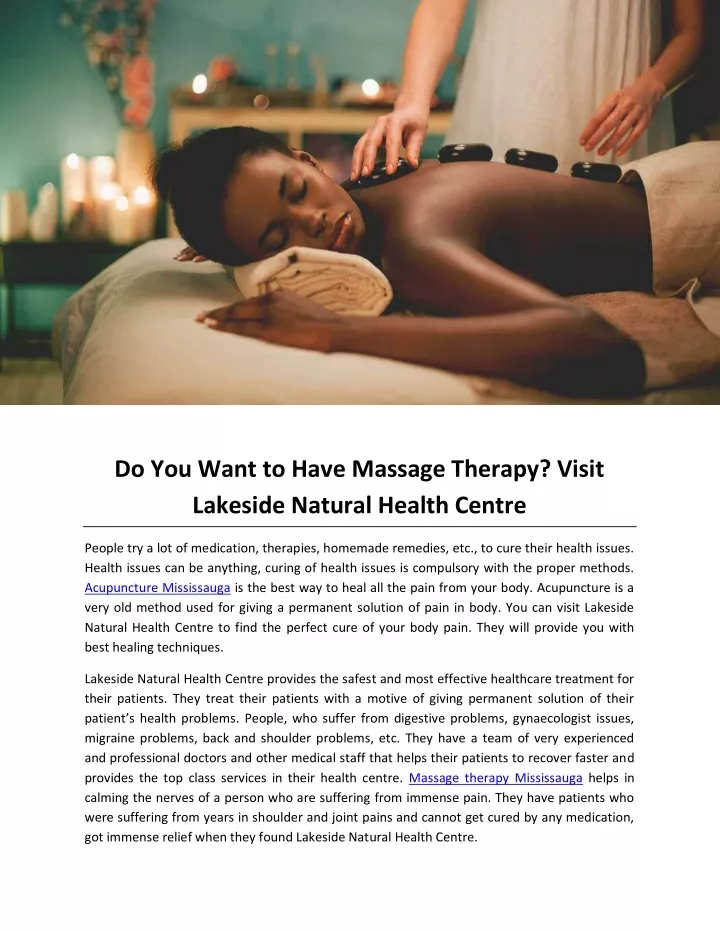 do you want to have massage therapy visit