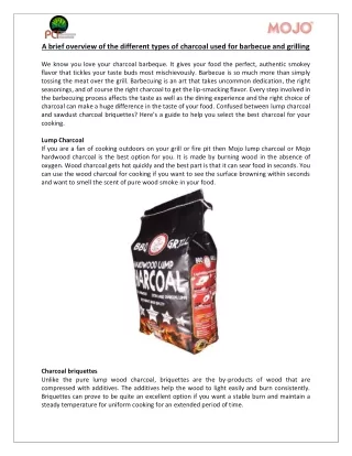 Mojo BBQ - A brief overview of the different types of charcoal used for barbecue