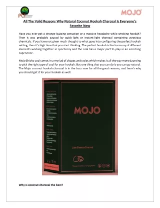 Mojo BBQ - All The Valid Reasons Why Natural Coconut Hookah Charcoal Is Everyone