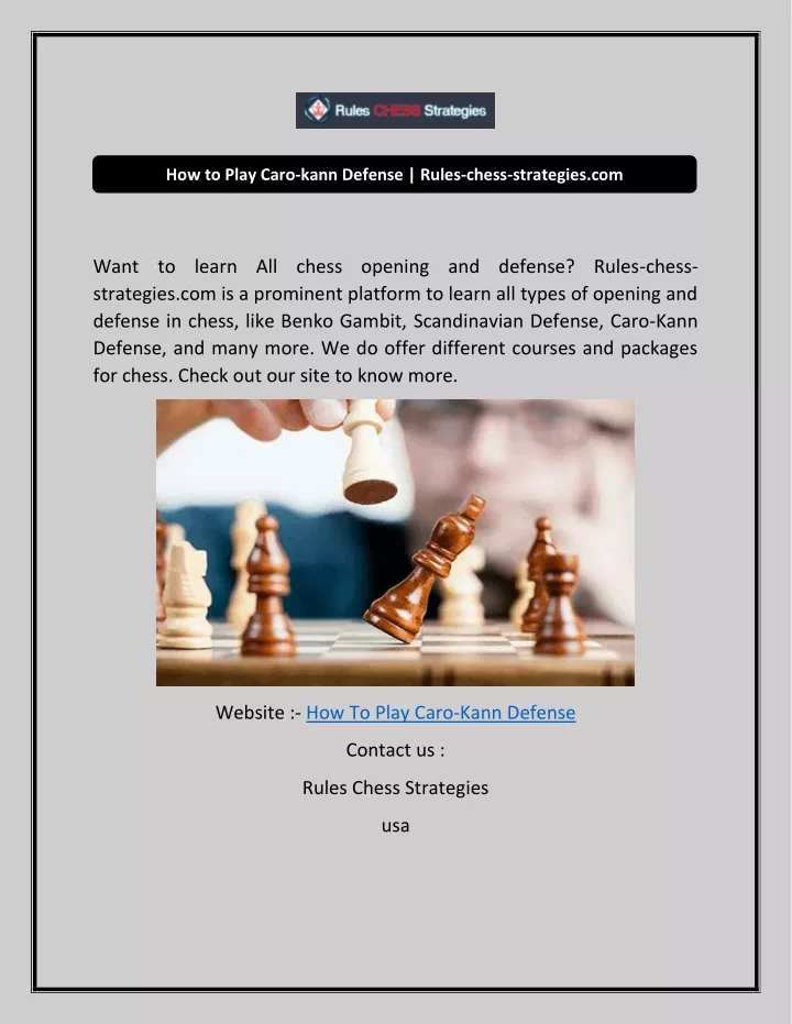 how to play caro kann defense rules chess