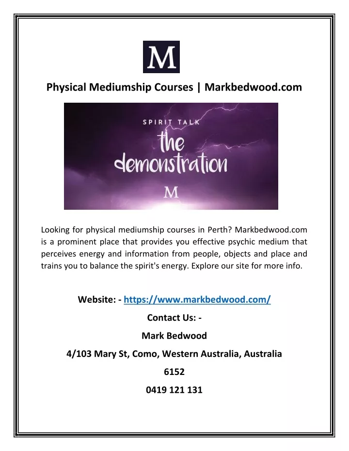 physical mediumship courses markbedwood com