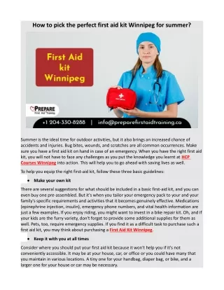 how to pick the perfect first aid kit winnipeg