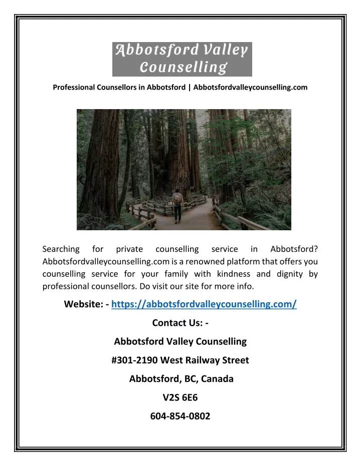 professional counsellors in abbotsford