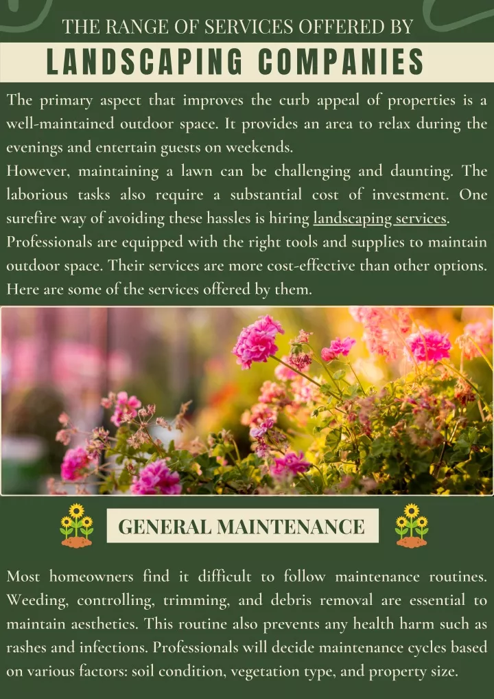 the range of services offered by landscaping