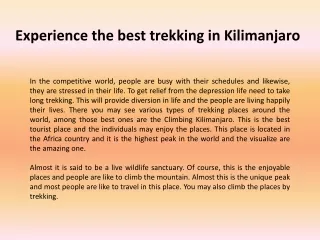Experience the best trekking in Kilimanjaro