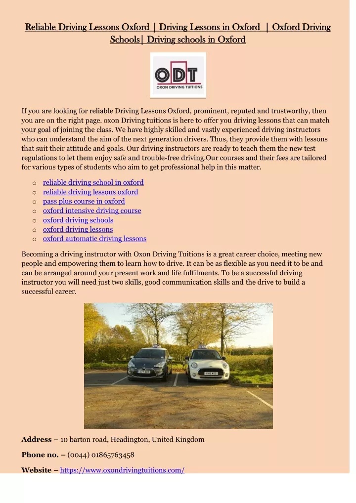 reliable driving lessons oxford driving lessons