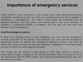 importance of emergency services